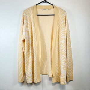 Soft Surroundings Yellow + White Animal Print Cardigan Sweater Size Woman's XL